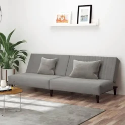 vidaXL Slaapbank 2-zits met verstelbare helling - Lichtgrijs fluweel - 200 cm