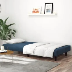 vidaXL Slaapbank 2-zits met verstelbare helling - Blauw fluweel - 200 cm