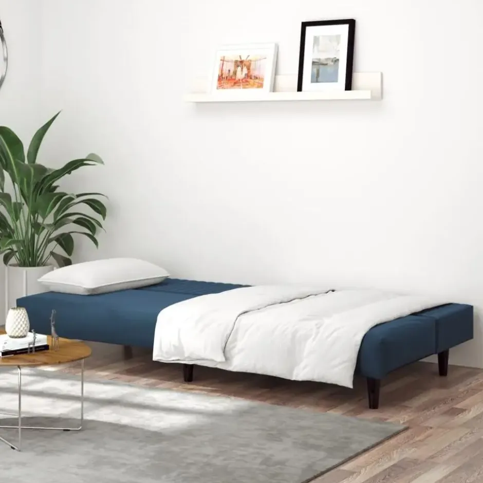 vidaXL Slaapbank 2-zits met verstelbare helling - Blauw fluweel - 200 cm