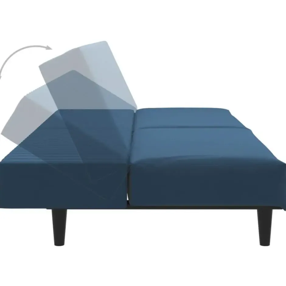 vidaXL Slaapbank 2-zits met verstelbare helling - Blauw fluweel - 200 cm