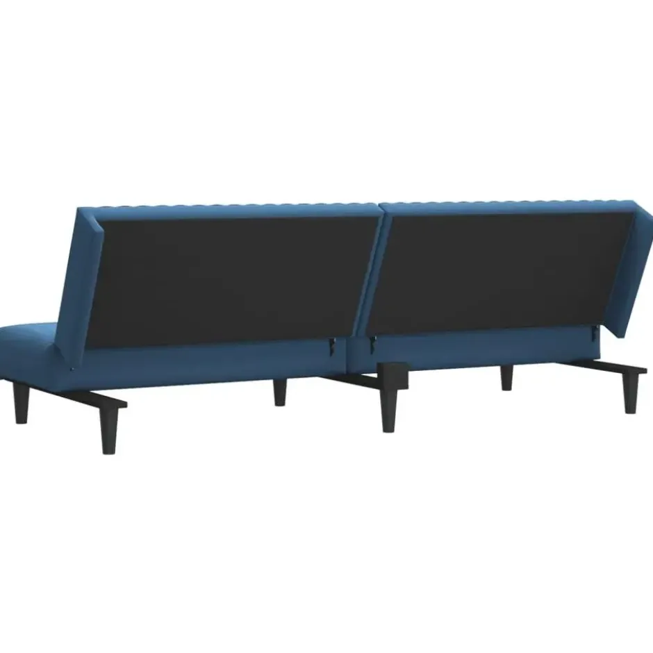 vidaXL Slaapbank 2-zits met verstelbare helling - Blauw fluweel - 200 cm