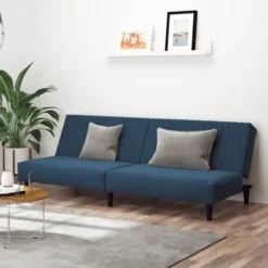 vidaXL Slaapbank 2-zits met verstelbare helling - Blauw fluweel - 200 cm