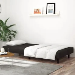 vidaXL Slaapbank 2-zits met verstelbare helling - Zwart fluweel - 200 cm