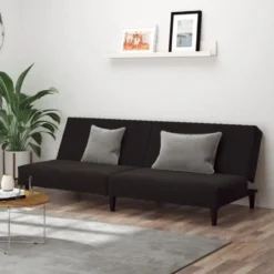vidaXL Slaapbank 2-zits met verstelbare helling - Zwart fluweel - 200 cm