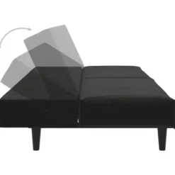 vidaXL Slaapbank 2-zits met verstelbare helling - Zwart fluweel - 200 cm
