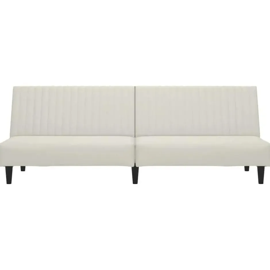 vidaXL Slaapbank 2-zits met verstelbare helling - Crème fluweel - 200 cm