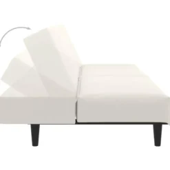 vidaXL Slaapbank 2-zits met verstelbare helling - Crème fluweel - 200 cm