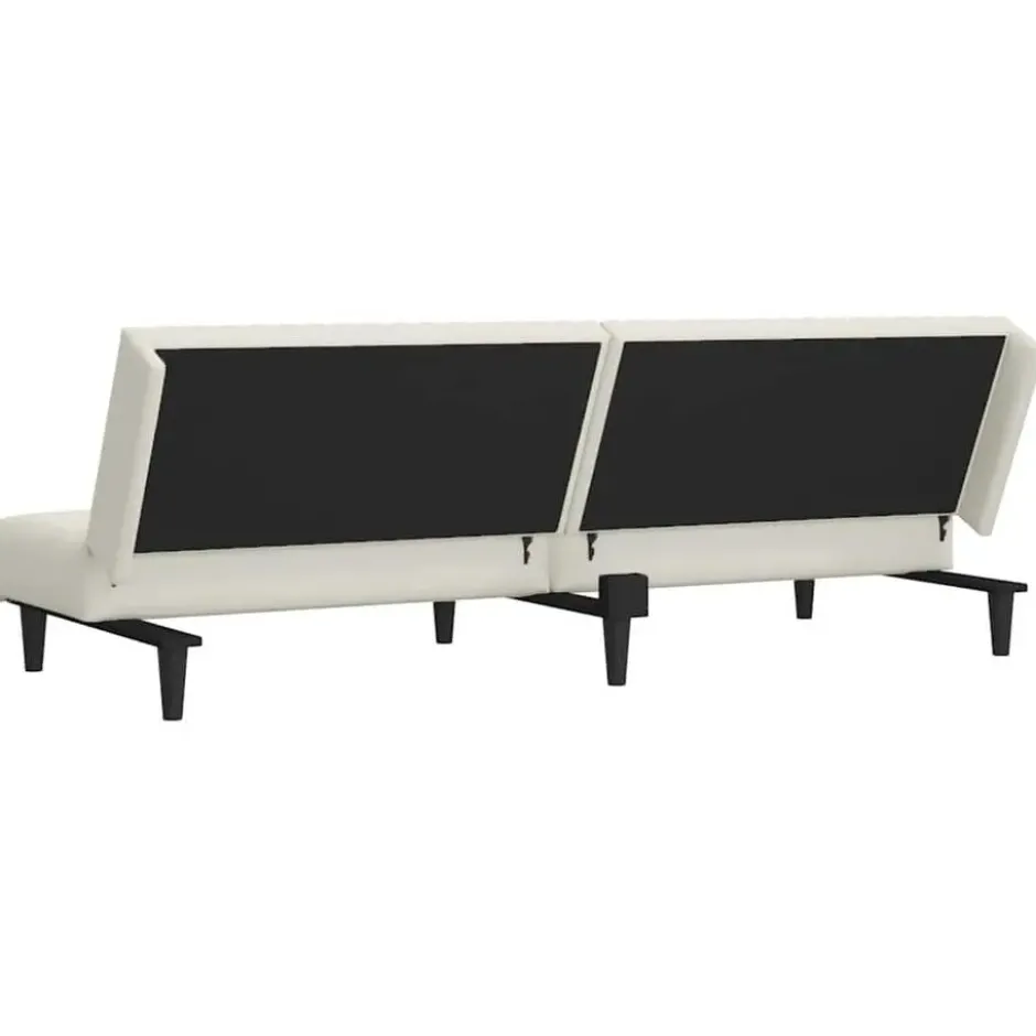 vidaXL Slaapbank 2-zits met verstelbare helling - Crème fluweel - 200 cm