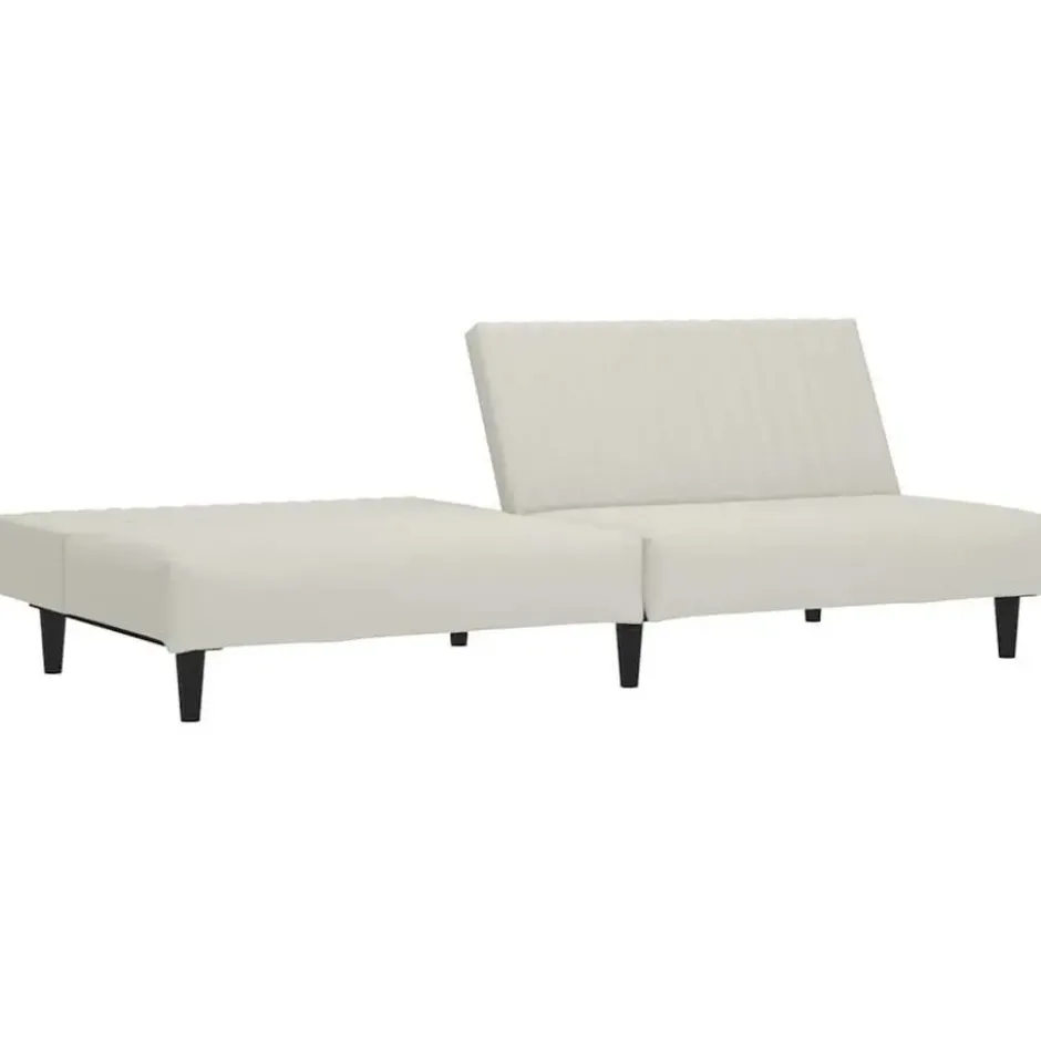 vidaXL Slaapbank 2-zits met verstelbare helling - Crème fluweel - 200 cm