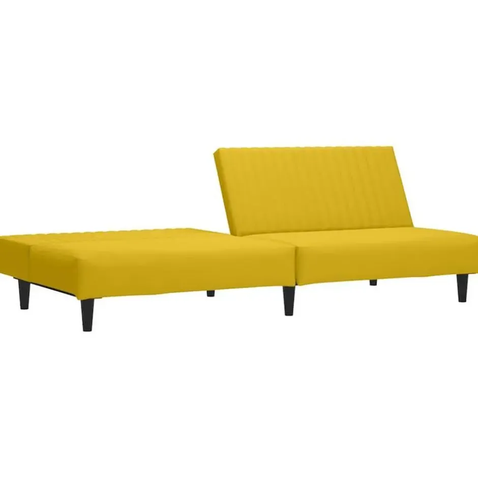 vidaXL Slaapbank 2-zits met verstelbare helling - Geel fluweel - 200 cm