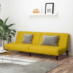 vidaXL Slaapbank 2-zits met verstelbare helling - Geel fluweel - 200 cm