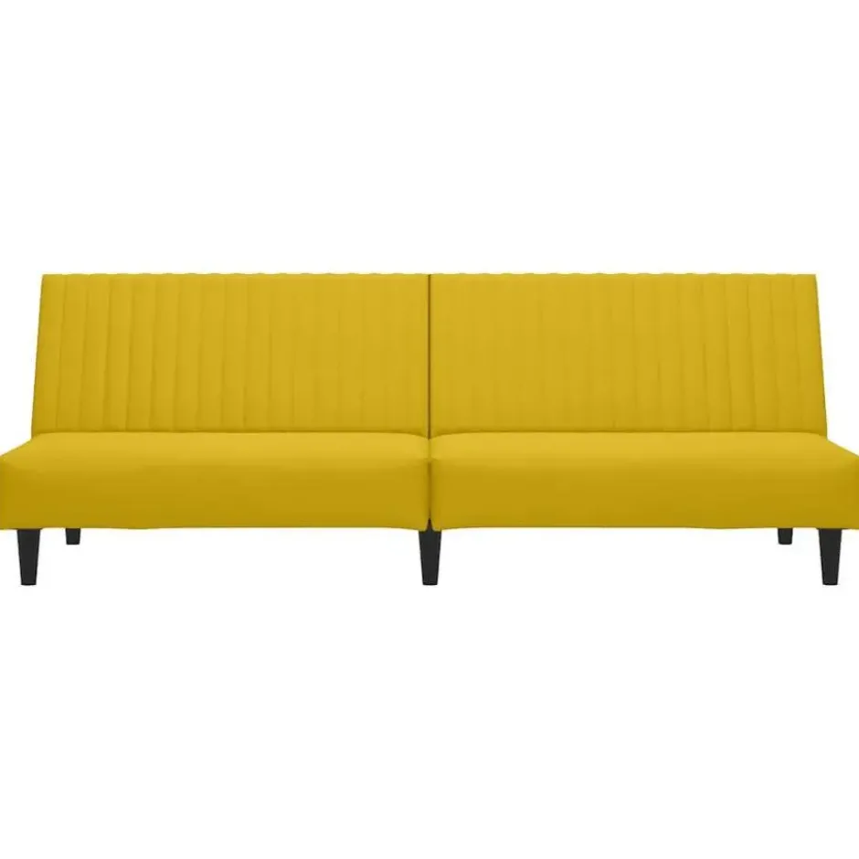 vidaXL Slaapbank 2-zits met verstelbare helling - Geel fluweel - 200 cm