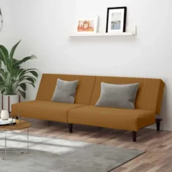 vidaXL Slaapbank 2-zits met verstelbare helling - Bruin fluweel - 200 cm