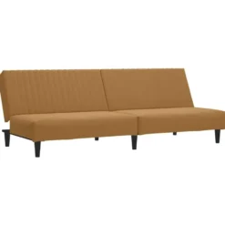 vidaXL Slaapbank 2-zits met verstelbare helling - Bruin fluweel - 200 cm