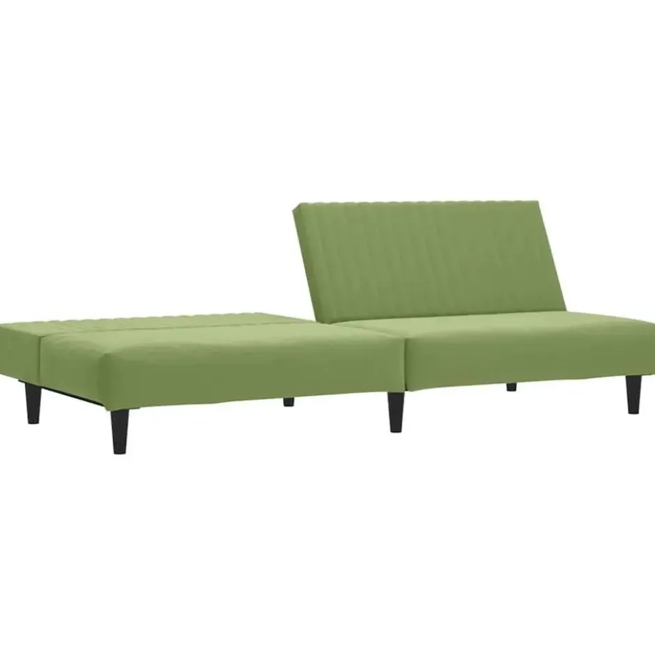 vidaXL Slaapbank 2-zits met verstelbare helling - Lichtgroen fluweel - 200 cm