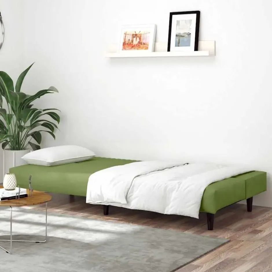 vidaXL Slaapbank 2-zits met verstelbare helling - Lichtgroen fluweel - 200 cm