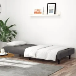 vidaXL Slaapbank 2-zits met verstelbare helling - Donkergrijs fluweel - 200 cm