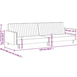 vidaXL Slaapbank 2-zits met verstelbare helling - Blauw fluweel - 220 cm