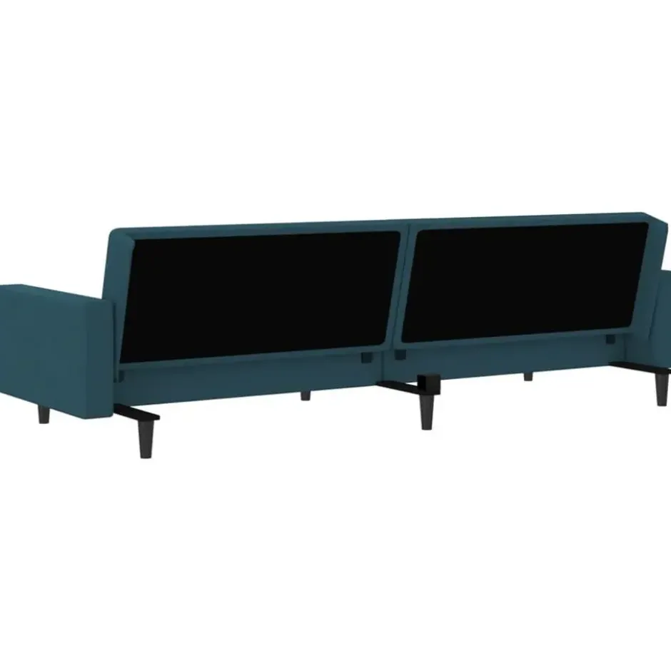 vidaXL Slaapbank 2-zits met verstelbare helling - Blauw fluweel - 220 cm
