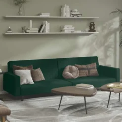 vidaXL Slaapbank 2-zits met verstelbare helling - Donkergroen fluweel - 220 cm