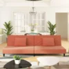 vidaXL - Slaapbank 2-zits - Roze - Fluweel - Met kussens