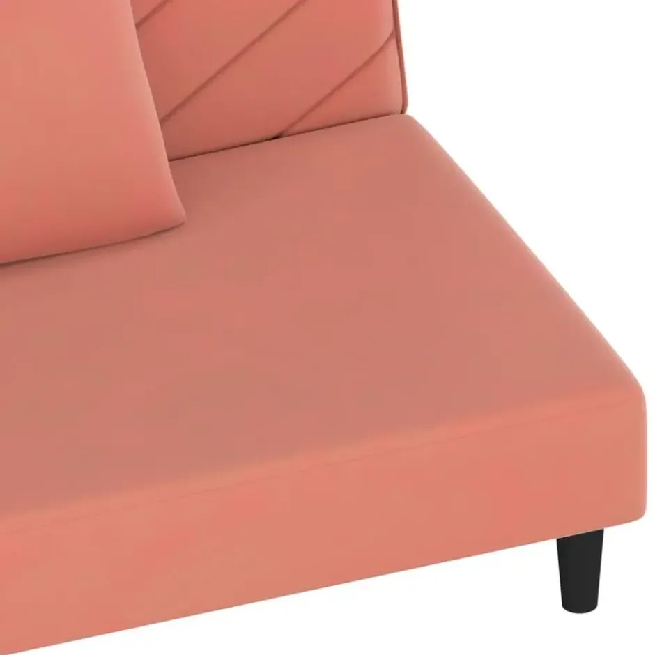 vidaXL - Slaapbank 2-zits - Roze - Fluweel - Met kussens