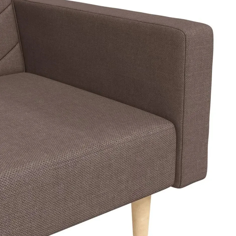 vidaXL - Slaapbank 2-zits - Taupe - Stof - Met kussens