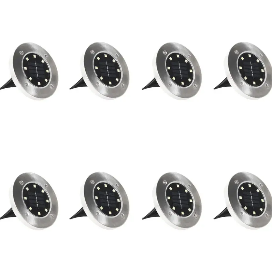 vidaXL - Solar Grondlamp - Zilver - Kunststof - 8 stuks