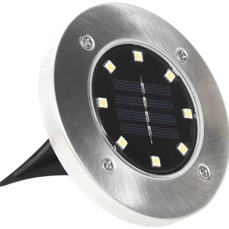 vidaXL - Solar Grondlamp - Zilver - Kunststof - 8 stuks