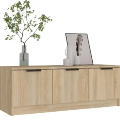 vidaXL - Sonoma eiken TV-meubel met 3 deuren - Bewerkt hout - 102x35x36,5 cm