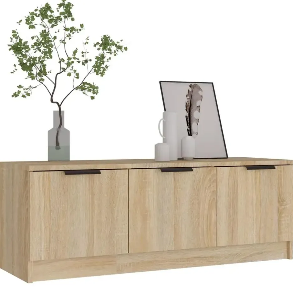 vidaXL - Sonoma eiken TV-meubel met 3 deuren - Bewerkt hout - 102x35x36,5 cm