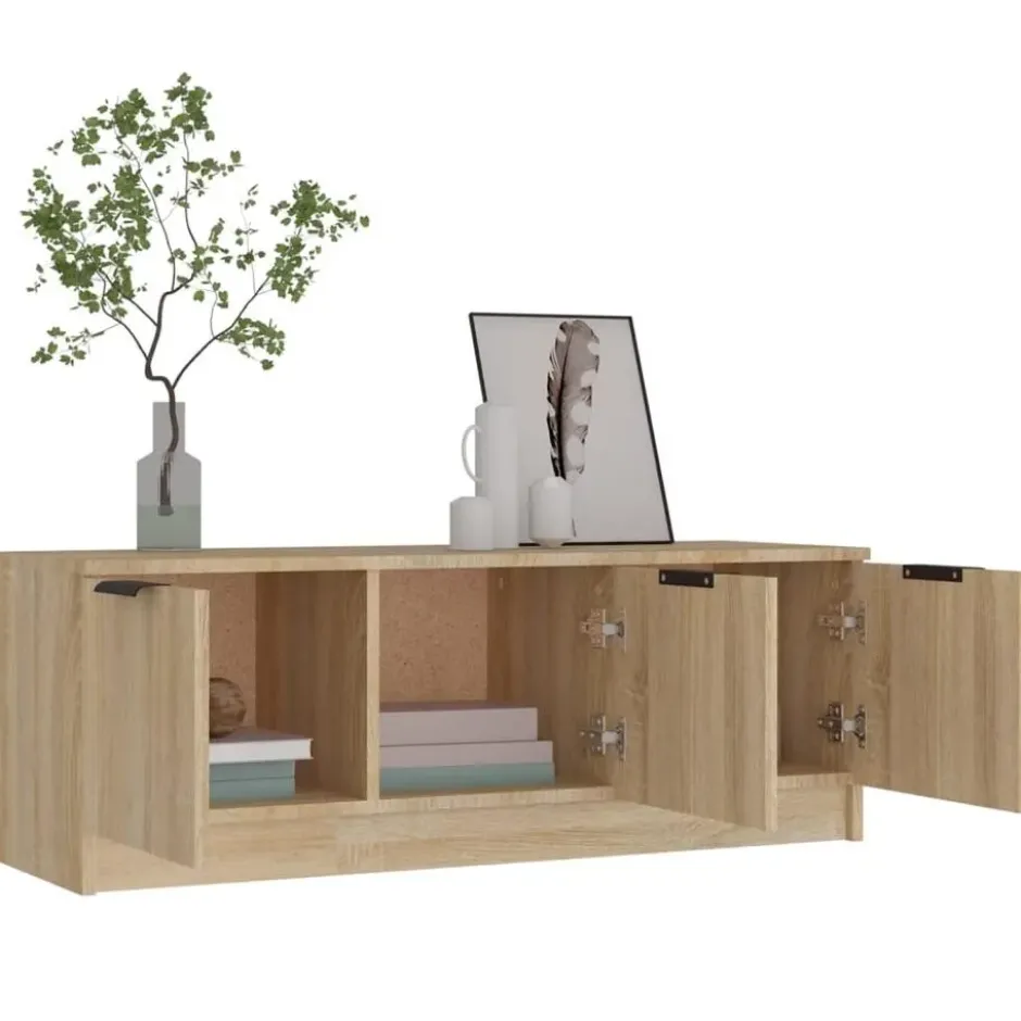 vidaXL - Sonoma eiken TV-meubel met 3 deuren - Bewerkt hout - 102x35x36,5 cm
