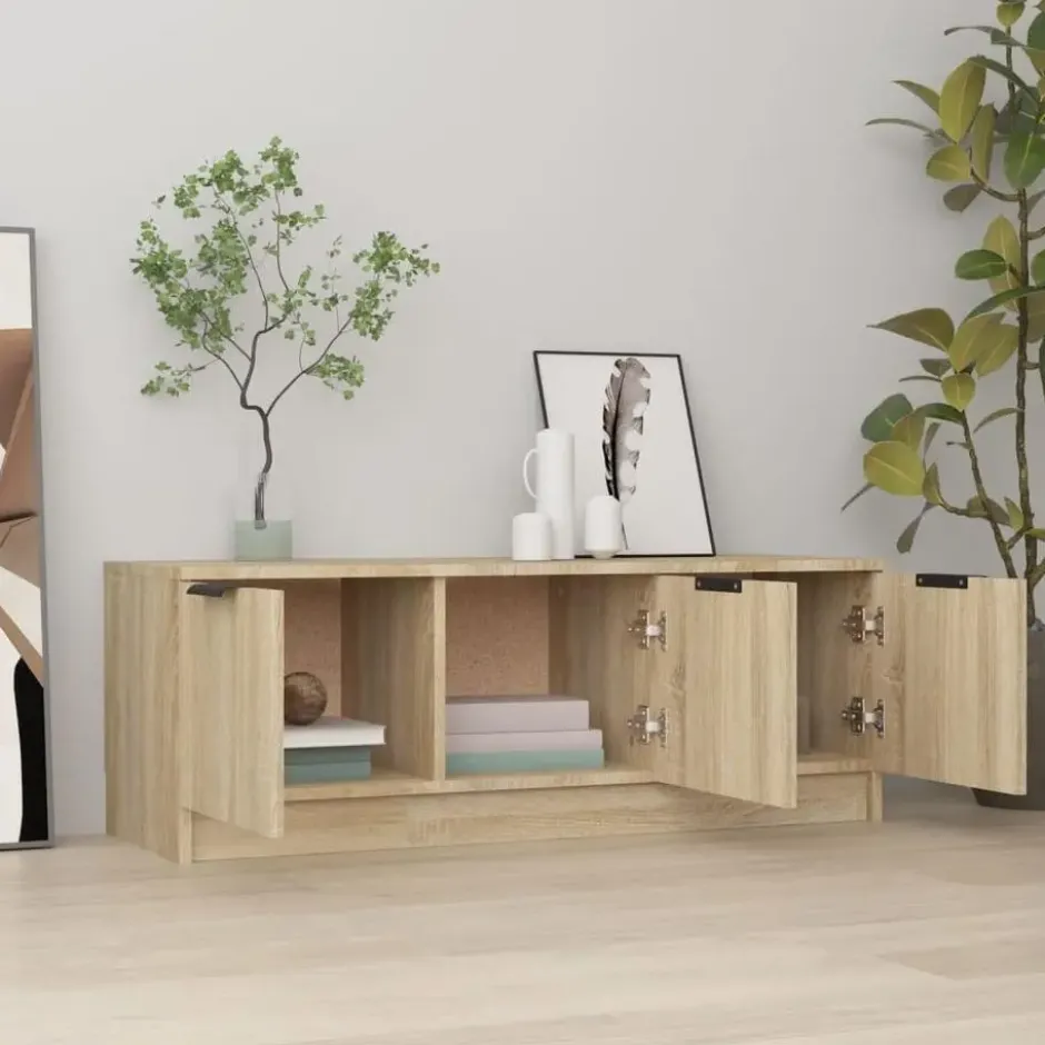 vidaXL - Sonoma eiken TV-meubel met 3 deuren - Bewerkt hout - 102x35x36,5 cm