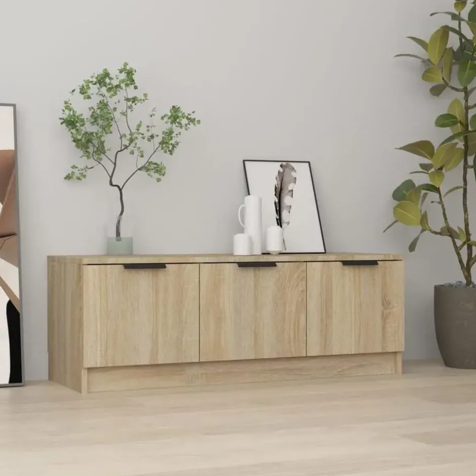 vidaXL - Sonoma eiken TV-meubel met 3 deuren - Bewerkt hout - 102x35x36,5 cm
