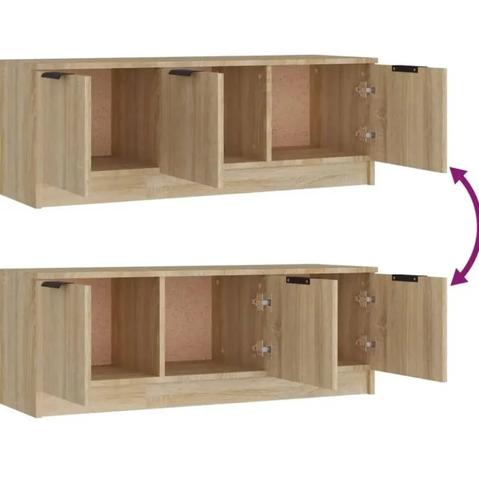 vidaXL - Sonoma eiken TV-meubel met 3 deuren - Bewerkt hout - 102x35x36,5 cm