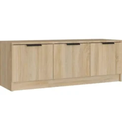 vidaXL - Sonoma eiken TV-meubel met 3 deuren - Bewerkt hout - 102x35x36,5 cm