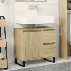 vidaXL - Sonoma eiken Wastafelonderkast met 1 deur 2 lades - 65x33x60 cm