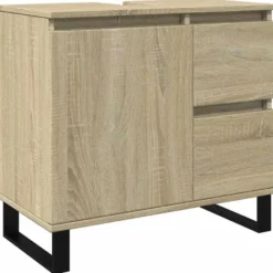 vidaXL - Sonoma eiken Wastafelonderkast met 1 deur 2 lades - 65x33x60 cm