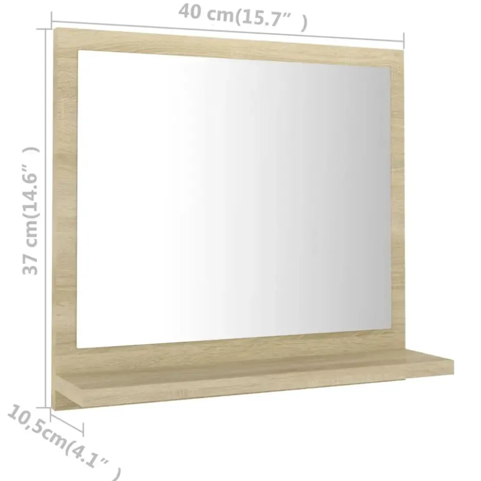 vidaXL - Spiegel - Bruin - Bewerkt hout - 40 x 10.5 x 37 cm