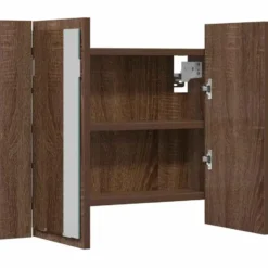 vidaXL - Spiegelkast LED 60x12x45 cm bewerkt hout bruin eikenkleur