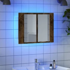 vidaXL - Spiegelkast LED 60x12x45 cm bewerkt hout gerookt eikenkleurig