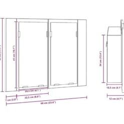 vidaXL - Spiegelkast LED 60x12x45 cm bewerkt hout gerookt eikenkleurig