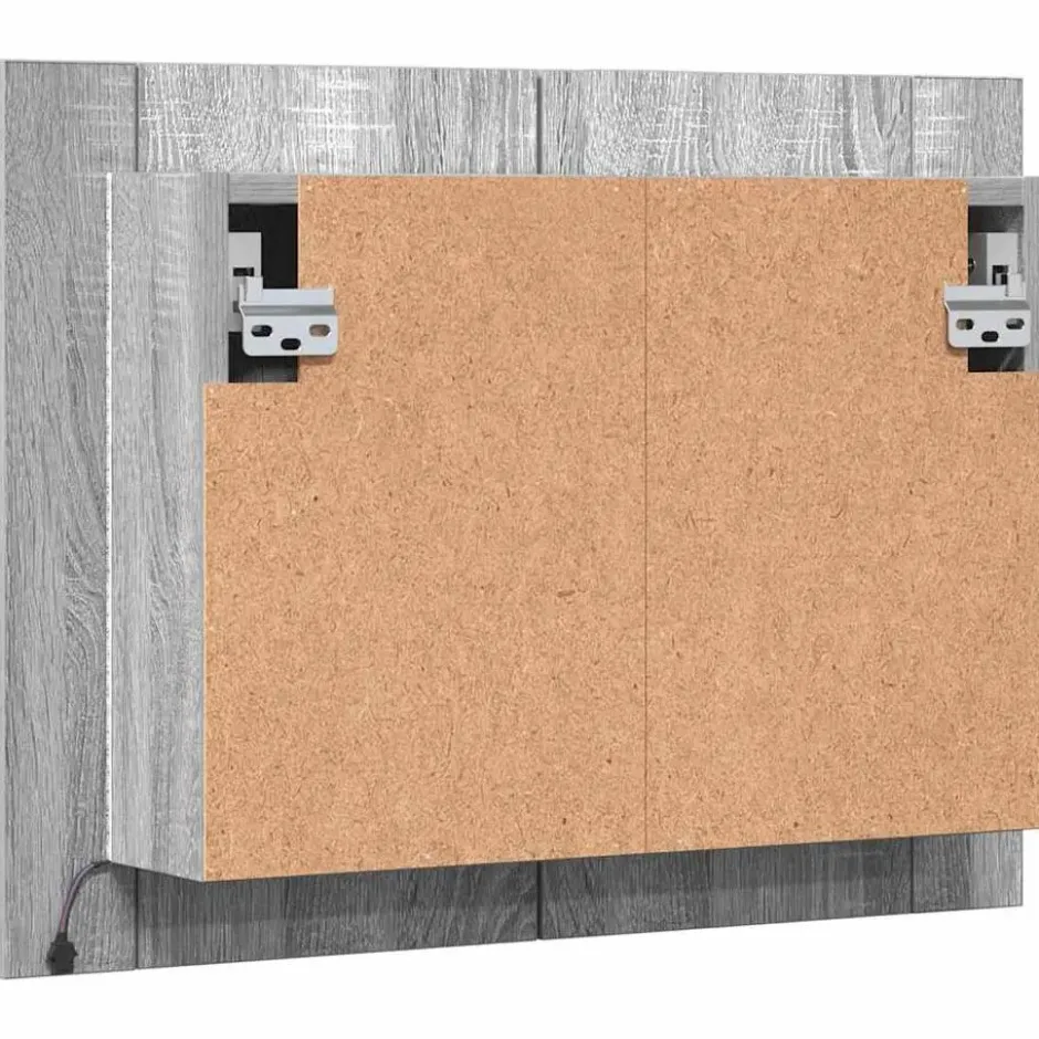 vidaXL - Spiegelkast LED 60x12x45 cm bewerkt hout grijs sonoma eiken