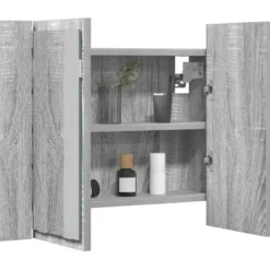 vidaXL - Spiegelkast LED 60x12x45 cm bewerkt hout grijs sonoma eiken