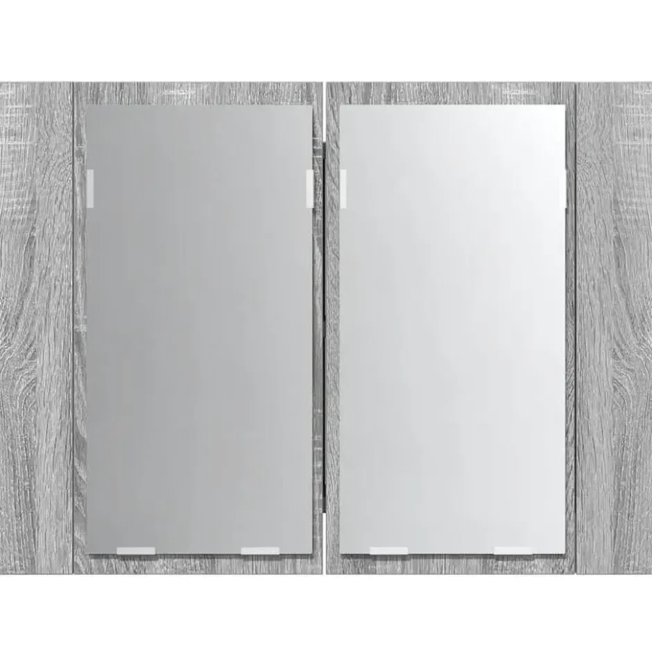 vidaXL - Spiegelkast LED 60x12x45 cm bewerkt hout grijs sonoma eiken