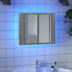 vidaXL - Spiegelkast LED 60x12x45 cm bewerkt hout grijs sonoma eiken