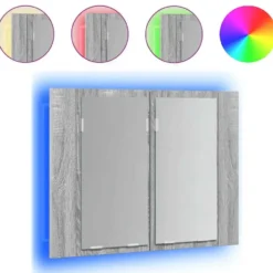 vidaXL - Spiegelkast LED 60x12x45 cm bewerkt hout grijs sonoma eiken