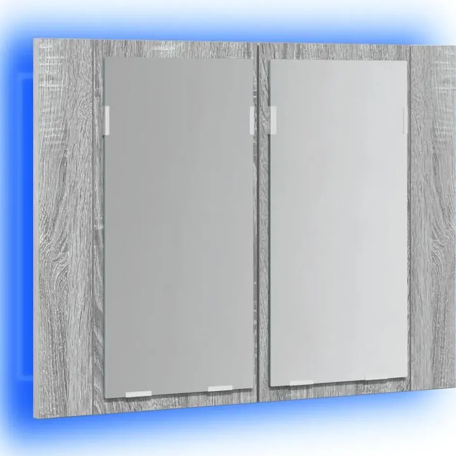 vidaXL - Spiegelkast LED 60x12x45 cm bewerkt hout grijs sonoma eiken
