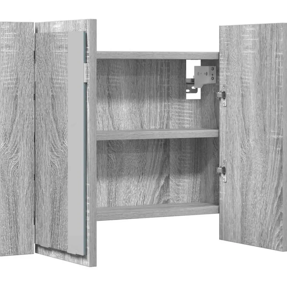 vidaXL - Spiegelkast LED 60x12x45 cm bewerkt hout grijs sonoma eiken