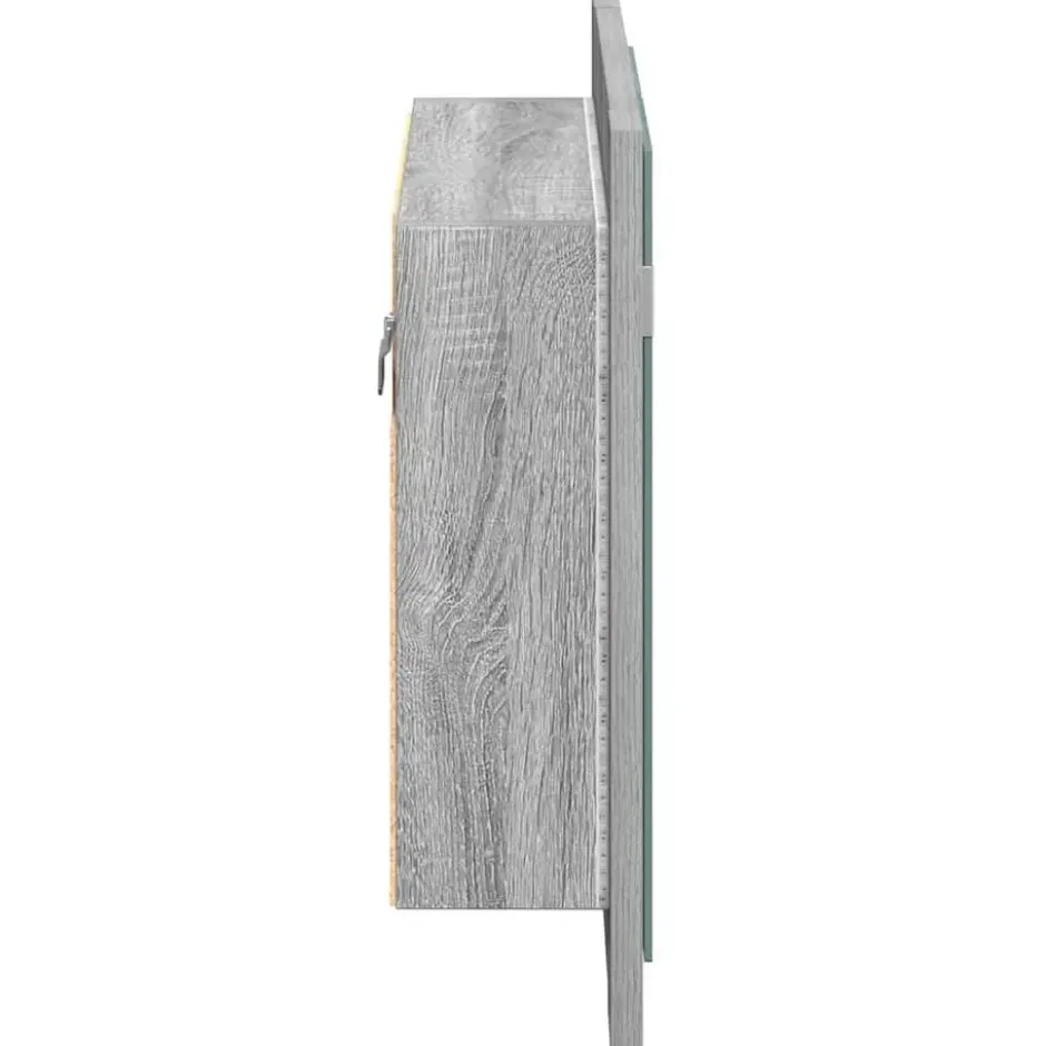 vidaXL - Spiegelkast LED 60x12x45 cm bewerkt hout grijs sonoma eiken